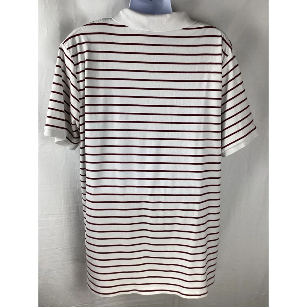 Polo Ralph Lauren Polo Shirt Mens XXL White Burgundy Stripe Short Sleeve Classic